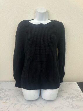 Time & Tru Women's Cable Knit Sweater Black Size S 4-6 Acrylic Poly Blend